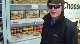 Ash tries tries the Hell Fire Pepper Jelly chutney at the Cheddar Gorge Cheese Company shop